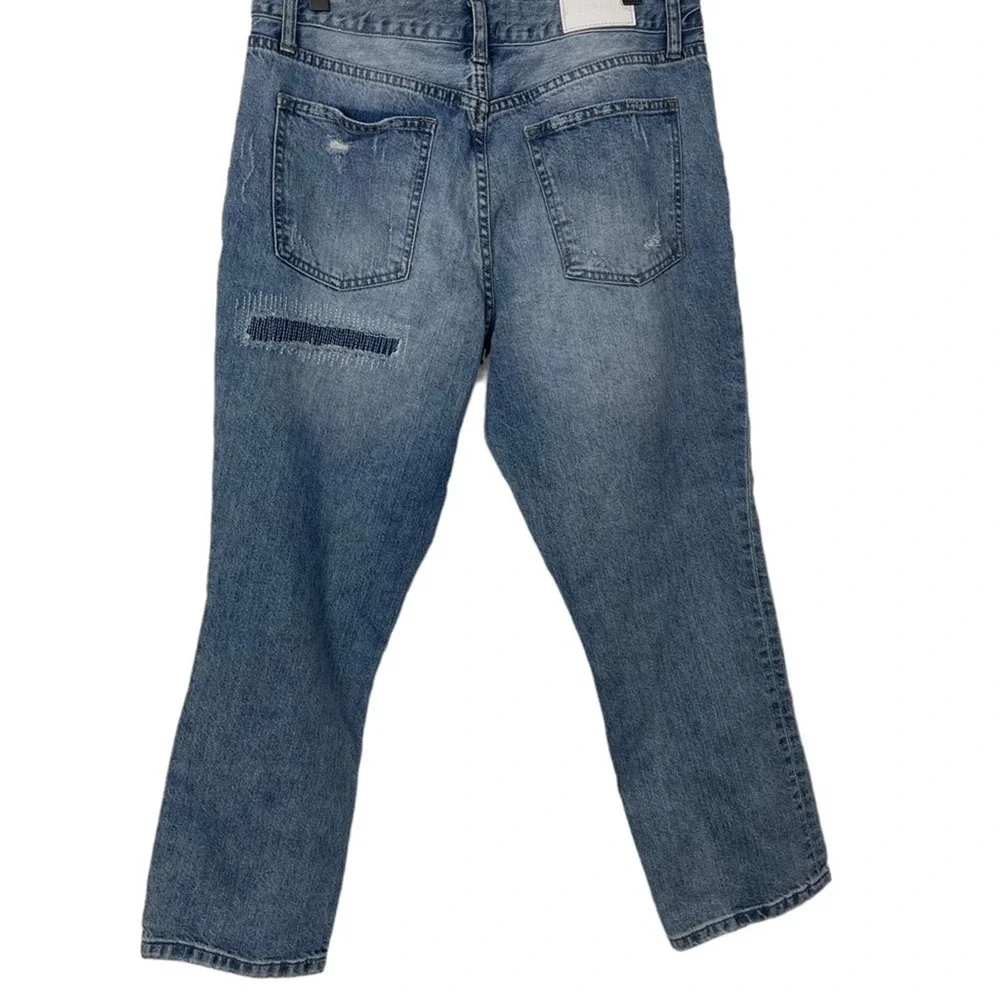 Pistola Distressed Patched High Rise Jeans Light Wash Size 30